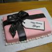 Bow Birhtday cake with pearl boarder